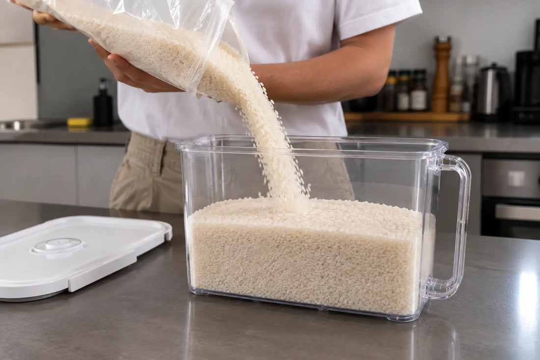 How to store rice after opening the bag in a large food storage container