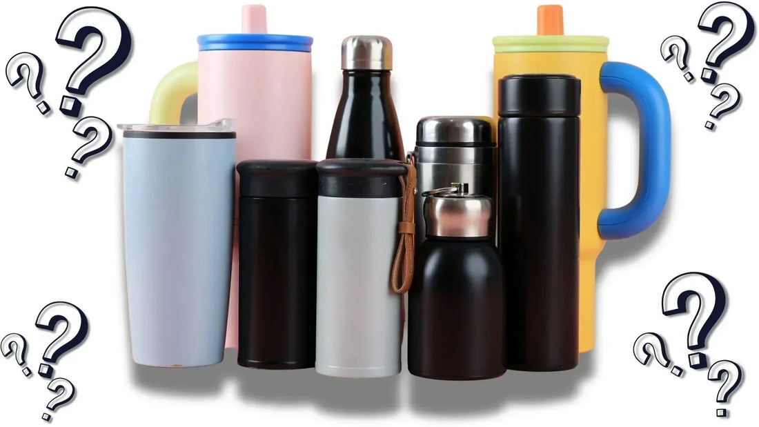 Comparison image of different tumbler styles and travel cups for everyday use