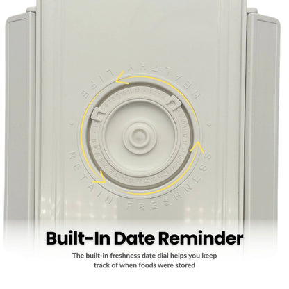 Airtight food storage container with built-in date reminder on the lid