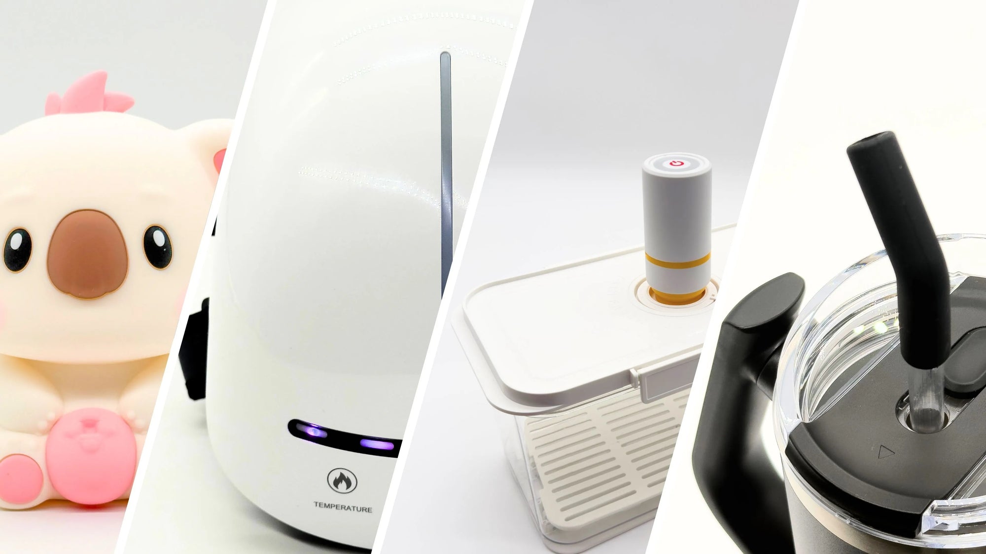 Vonthya blog banner featuring a knee massager, night light for kids, airtight food storage container, and insulated tumbler